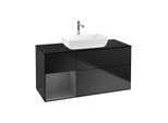 Villeroy und Boch Finion Waschtischunterschrank G822GKPD 120cm, Abdeckplatte black matt, Emotion, Regale Anthracite matt lacquer, Black matt lacquer