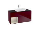 Villeroy und Boch Finion Waschtischunterschrank F822HHHB 120cm, Abdeckplatte black matt, Regale sand matt lacquer, Peony Matt