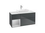 Villeroy und Boch Finion Waschtischunterschrank F821GJHG 120cm, Abdeckplatte white matt, Regale Light grey matt lacquer, Midnight Blue Matt Lacquer