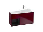 Villeroy und Boch Finion Waschtischunterschrank G801PHHB 120cm, Abdeckplatte white matt, Emotion, Regale Glossy black lacquer, Peony Matt