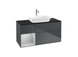 Villeroy und Boch Finion Waschtischunterschrank F822GJHG 120cm, Abdeckplatte black matt, Regale Light grey matt lacquer, Midnight Blue Matt Lacquer