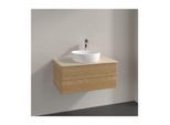 Villeroy und Boch Antao Waschtisch-Unterschrank K19053HN 80x36x50cm, Hahnloch, Waschbeckenplattenfarbe botticino, honey oak