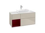 Villeroy und Boch Finion Waschtischunterschrank F821HBHH 120cm, Abdeckplatte white matt, Regale Peony matt lacquer, Sand Matt Lacquer