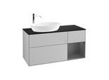 Villeroy und Boch Finion Waschtischunterschrank G932GKGJ 120cm, Abdeckplatte black matt, Emotion, Regale Anthracite matt lacquer, Light grey matt