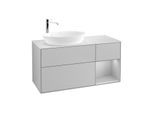 Villeroy und Boch Finion Waschtischunterschrank G931GJGJ 120cm, Abdeckplatte white matt, Emotion, Regale Light grey matt lacquer, Light grey matt