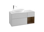 Villeroy und Boch Finion Waschtischunterschrank G931GNGJ 120cm, Abdeckplatte white matt, Emotion, Regale Walnut Veneer, Light grey matt