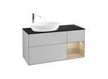 Villeroy und Boch Finion Waschtischunterschrank G932PCGJ 120cm, Abdeckplatte black matt, Emotion, Regale Oak Veneer, Light grey matt