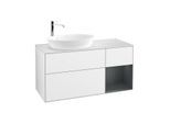 Villeroy und Boch Finion Waschtischunterschrank F931HGGF 120cm, Abdeckplatte white matt, Regale Midnight matt lacquer, Glossy white lacquer