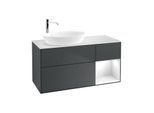 Villeroy und Boch Finion Waschtischunterschrank G931GFHG 120cm, Abdeckplatte white matt, Emotion, Regale Glossy white lacquer, Midnight Blue Matt Lacquer