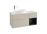 Villeroy und Boch Finion Waschtischunterschrank F931PDHH 120cm, Abdeckplatte white matt, Regale Black matt lacquer, Sand Matt Lacquer