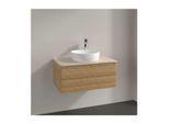 Villeroy und Boch Antao Waschtisch-Unterschrank K19153HN 80x36x50cm, Hahnloch, Waschbeckenplattenfarbe botticino, honey oak
