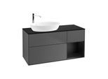 Villeroy und Boch Finion Waschtischunterschrank G932PDGK 120cm, Abdeckplatte black matt, Emotion, Regale Black matt lacquer, Anthracite matt