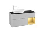 Villeroy und Boch Finion Waschtischunterschrank G932HFGJ 120cm, Abdeckplatte black matt, Emotion, Regale Gold matt lacquer, Light grey matt
