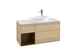 Villeroy und Boch Finion Waschtischunterschrank F941GNPC 120cm, Abdeckplatte white matt, Regale Walnut Veneer, Oak Veneer