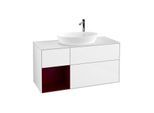 Villeroy und Boch Finion Waschtischunterschrank F941HBGF 120cm, Abdeckplatte white matt, Regale Peony matt lacquer, Glossy white lacquer