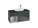 Villeroy und Boch Finion Waschtischunterschrank F942MTHG 120cm, Abdeckplatte black matt, Regale White matt lacquer, Midnight Blue Matt Lacquer