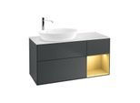 Villeroy und Boch Finion Waschtischunterschrank G931HFHG 120cm, Abdeckplatte white matt, Emotion, Regale Gold matt lacquer, Midnight Blue Matt Lacquer
