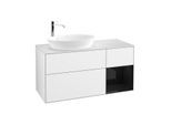 Villeroy und Boch Finion Waschtischunterschrank G931PHGF 120cm, Abdeckplatte white matt, Emotion, Regale Glossy black lacquer, Glossy white lacquer