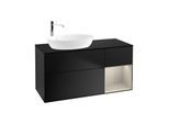 Villeroy und Boch Finion Waschtischunterschrank G932HHPD 120cm, Abdeckplatte black matt, Emotion, Regale sand matt lacquer, Black matt lacquer