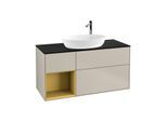 Villeroy und Boch Finion Waschtischunterschrank F942HFHH 120cm, Abdeckplatte black matt, Regale Gold matt lacquer, Sand Matt Lacquer