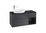 Villeroy und Boch Finion Waschtischunterschrank F932PHHG 120cm, Abdeckplatte black matt, Regale Glossy black lacquer, Midnight Blue Matt Lacquer
