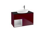 Villeroy und Boch Finion Waschtischunterschrank F892GJHB 100cm, Abdeckplatte black matt, Regale Light grey matt lacquer, Peony Matt