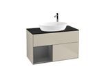 Villeroy und Boch Finion Waschtischunterschrank F892GKHH 100cm, Abdeckplatte black matt, Regale Anthracite matt lacquer, Sand Matt Lacquer