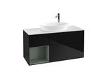 Villeroy und Boch Finion Waschtischunterschrank F941GMPH 120cm, Abdeckplatte white matt, Regale Olive matt lacquer, Glossy Black Lacquer