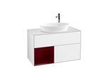 Villeroy und Boch Finion Waschtischunterschrank F891HBGF 100cm, Abdeckplatte white matt, Regale Peony matt lacquer, Glossy white lacquer
