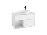 Villeroy und Boch Finion Waschtischunterschrank F891GJGF 100cm, Abdeckplatte white matt, Regale Light grey matt lacquer, Glossy white lacquer