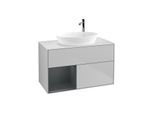 Villeroy und Boch Finion Waschtischunterschrank F891HGGJ 100cm, Abdeckplatte white matt, Regale Midnight matt lacquer, Light grey matt