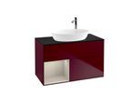 Villeroy und Boch Finion Waschtischunterschrank F892HHHB 100cm, Abdeckplatte black matt, Regale sand matt lacquer, Peony Matt