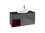 Villeroy und Boch Finion Waschtischunterschrank G942HBGK 120cm, Abdeckplatte black matt, Emotion, Regale Peony matt lacquer, Anthracite matt