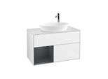 Villeroy und Boch Finion Waschtischunterschrank F891HGGF 100cm, Abdeckplatte white matt, Regale Midnight matt lacquer, Glossy white lacquer