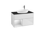 Villeroy und Boch Finion Waschtischunterschrank F892MTMT 100cm, Abdeckplatte black matt, Regale White matt lacquer, White matt lacquer
