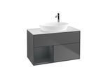Villeroy und Boch Finion Waschtischunterschrank G891HGGK 100cm, Abdeckplatte white matt, Emotion, Regale Midnight matt lacquer, Anthracite matt