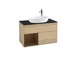 Villeroy und Boch Finion Waschtischunterschrank F892GNPC 100cm, Abdeckplatte black matt, Regale Walnut Veneer, Oak Veneer