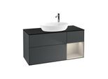 Villeroy und Boch Finion Waschtischunterschrank G952HHHG 120cm, Abdeckplatte black matt, Emotion, Regale sand matt lacquer, Midnight Blue Matt Lacquer