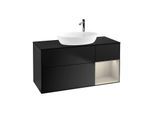 Villeroy und Boch Finion Waschtischunterschrank G952HHPD 120cm, Abdeckplatte black matt, Emotion, Regale sand matt lacquer, Black matt lacquer