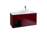 Villeroy und Boch Finion Waschtischunterschrank G941PHHB 120cm, Abdeckplatte white matt, Emotion, Regale Glossy black lacquer, Peony Matt