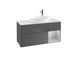 Villeroy und Boch Finion Waschtischunterschrank F951GJGK 120cm, Abdeckplatte white matt, Regale Light grey matt lacquer, Anthracite matt