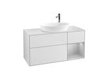 Villeroy und Boch Finion Waschtischunterschrank F951GJMT 120cm, Abdeckplatte white matt, Regale Light grey matt lacquer, White matt lacquer