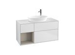 Villeroy und Boch Finion Waschtischunterschrank G941HHMT 120cm, Abdeckplatte white matt, Emotion, Regale sand matt lacquer, White matt lacquer