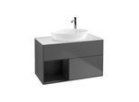 Villeroy und Boch Finion Waschtischunterschrank F891PDGK 100cm, Abdeckplatte white matt, Regale Black matt lacquer, Anthracite matt