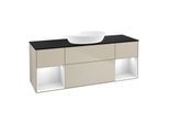 Villeroy und Boch Finion Waschtischunterschrank FD02MTHH 120cm, Abdeckplatte black matt, Regale White matt lacquer, Sand Matt Lacquer