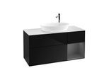 Villeroy und Boch Finion Waschtischunterschrank G951GKPH 120cm, Abdeckplatte white matt, Emotion, Regale Anthracite matt lacquer, Glossy Black Lacquer