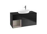 Villeroy und Boch Finion Waschtischunterschrank G942HHPD 120cm, Abdeckplatte black matt, Emotion, Regale sand matt lacquer, Black matt lacquer