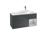 Villeroy und Boch Finion Waschtischunterschrank F951GJHG 120cm, Abdeckplatte white matt, Regale Light grey matt lacquer, Midnight Blue Matt Lacquer