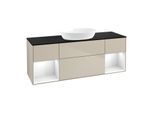Villeroy und Boch Finion Waschtischunterschrank GD02GFHH 120cm, Abdeckplatte black matt, Emotion, Regale Glossy white lacquer, Sand Matt Lacquer