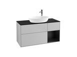 Villeroy und Boch Finion Waschtischunterschrank F952PDGJ 120cm, Abdeckplatte black matt, Regale Black matt lacquer, Light grey matt